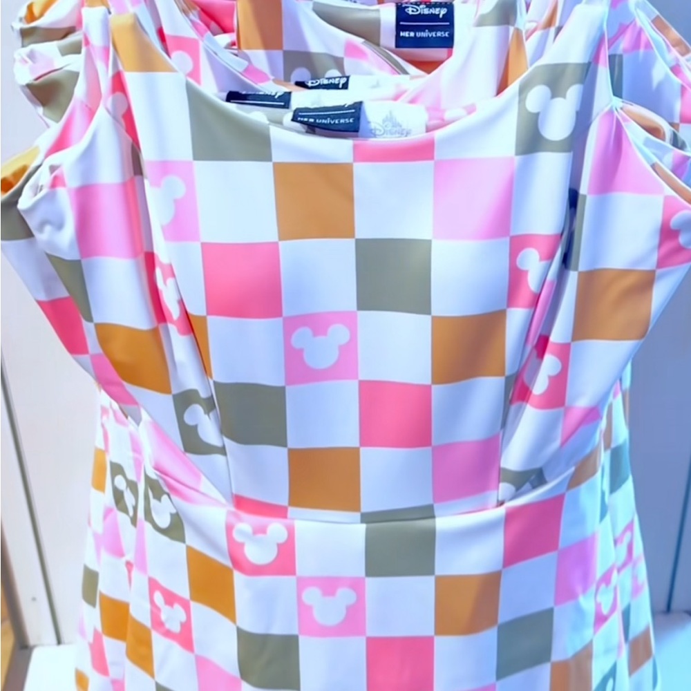 RARE Disney Skort Dress. Pink and Orange Checkered Dress